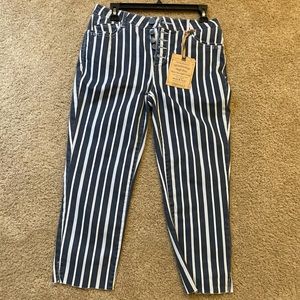 Democracy Slim Straight Ankle bottoms Stripes